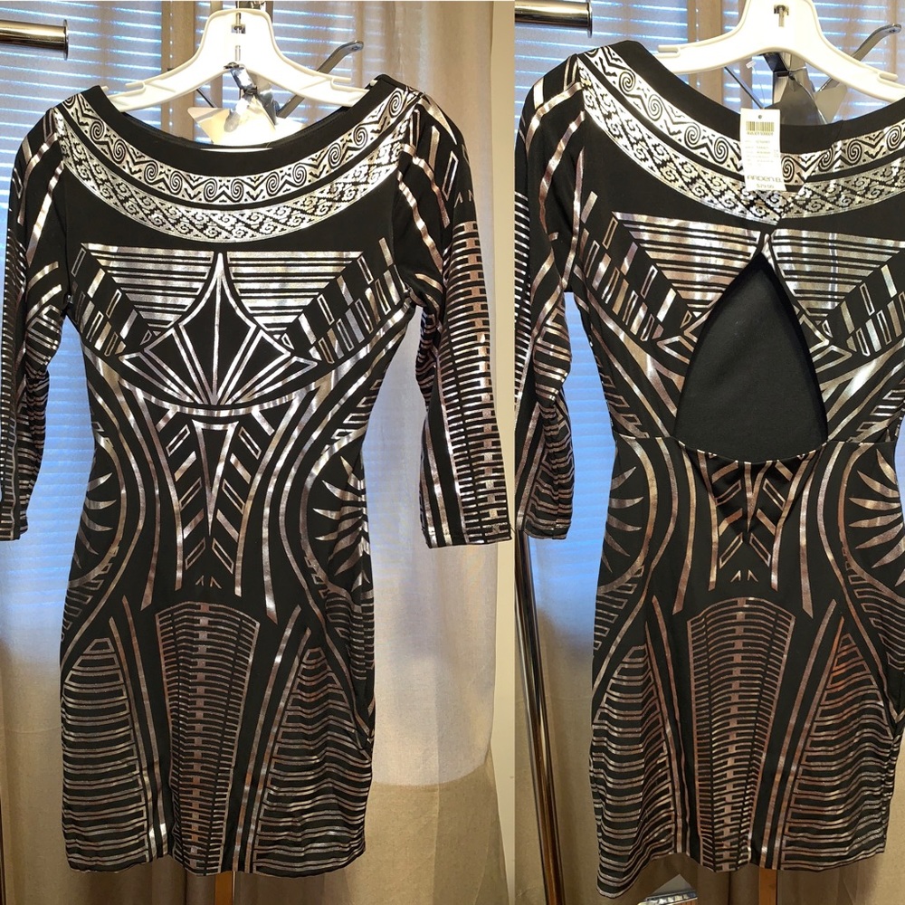 Silver and black dress